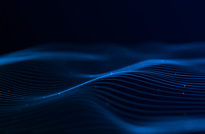 Abstract flowing data visualization representing a data-driven maintenance culture